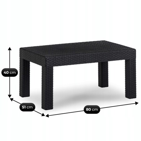 Zestaw Mebli Ogrodowych Na Taras Ogród Technorattan Czarny SAVIO