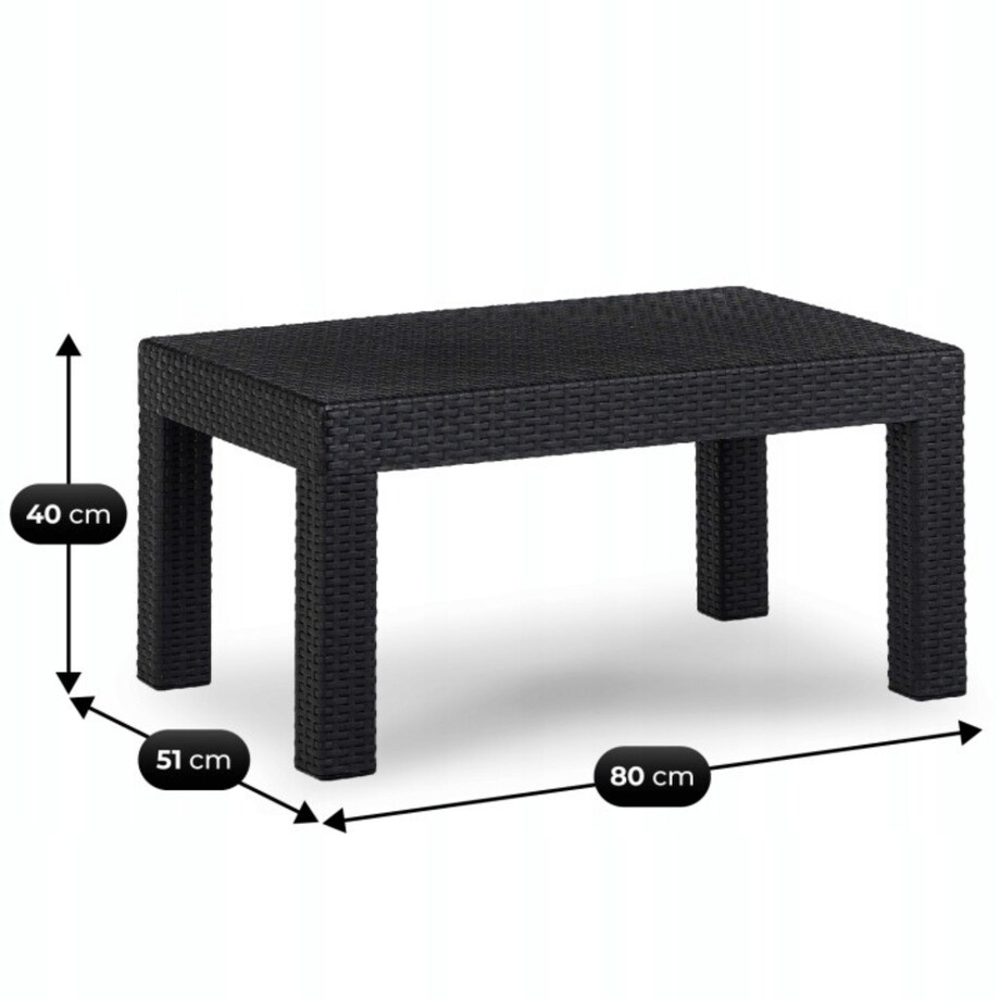 Zestaw Mebli Ogrodowych Na Taras Ogród Technorattan Czarny SAVIO