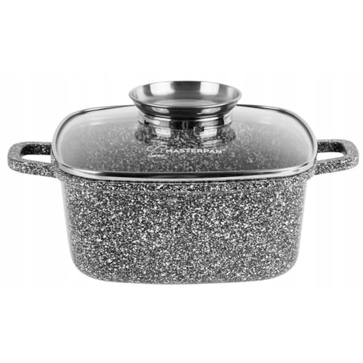 Kwadratowy Garnek Granitowy 4.5 L Z Pokrywką 24 Cm System Aroma Na Indukcję Gaz