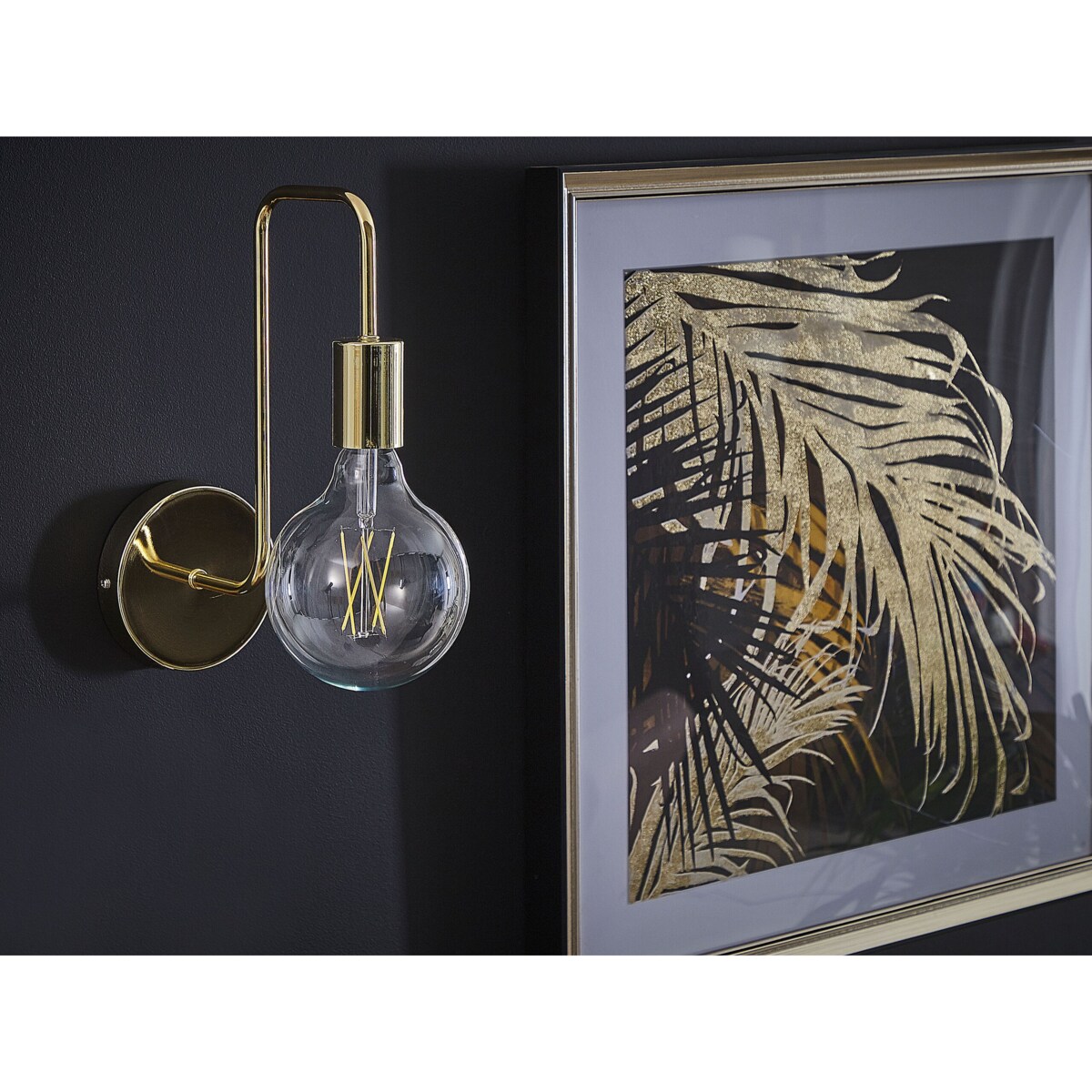 Lampa ścienna metalowa złota SAVENA