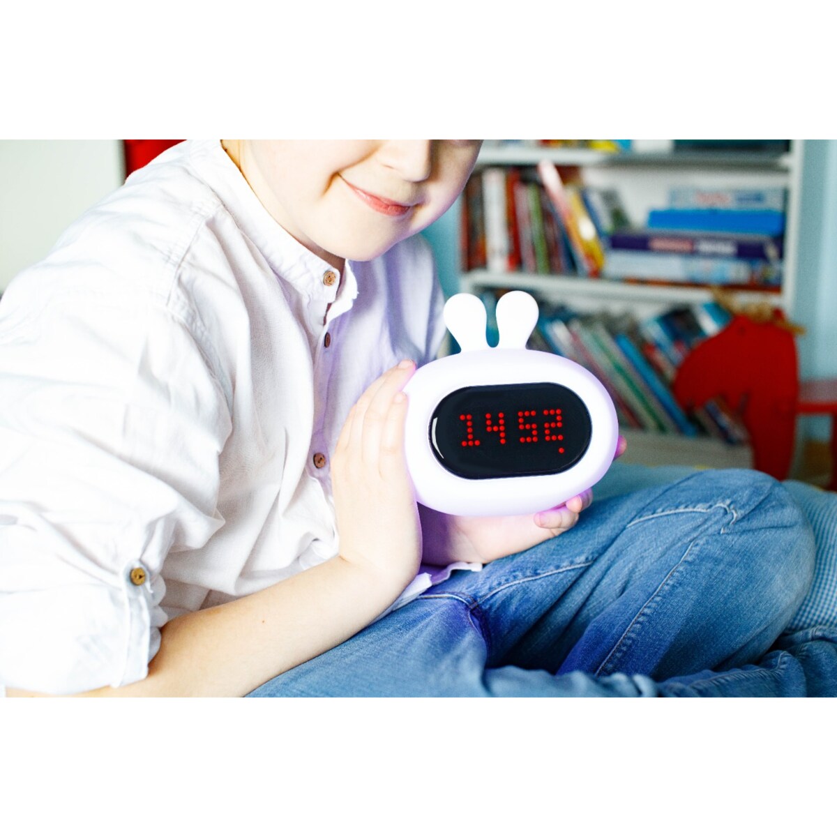 Innogio GIOrabbit silikonowa lampka nocna z zegarem i budzikiem króliczek 8 kolorów LED