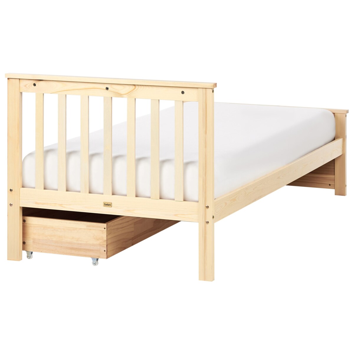 Łóżko ze schowkiem OLENDON 90 x 200 cm Z miejscem do przechowywania Drewno Jasne drewno