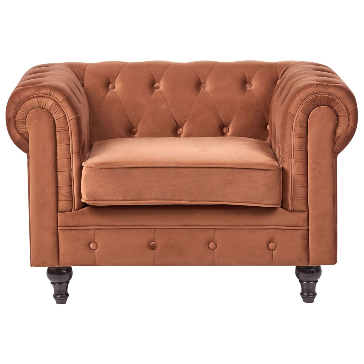 Komplet wypoczynkowy dla 4 osób CHESTERFIELD Welur Złoty brąz