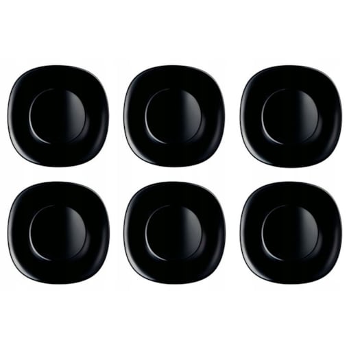 TALERZE DESEROWE 6szt kwadratowe czarne na desery ciasto 19,5cm jedzenie