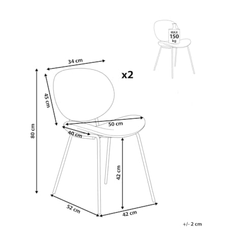 Krzesło do jadalni Zestaw 2 Boucle Beżowoszary LUANA