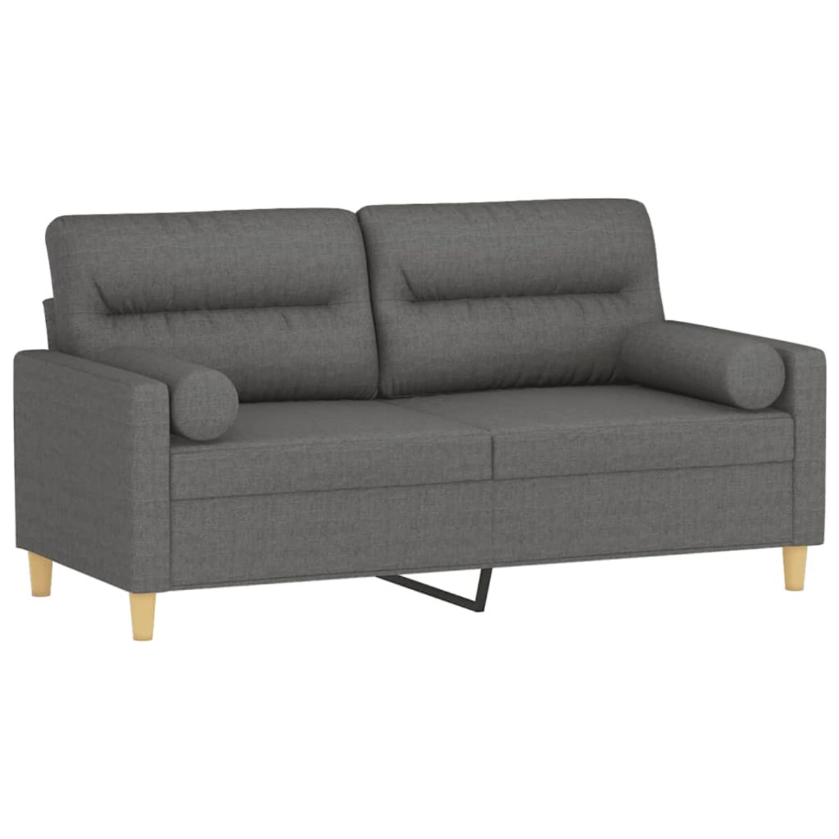 vidaXL 2-osobowa sofa z poduszkami, ciemnoszara, 140 cm, tkanina