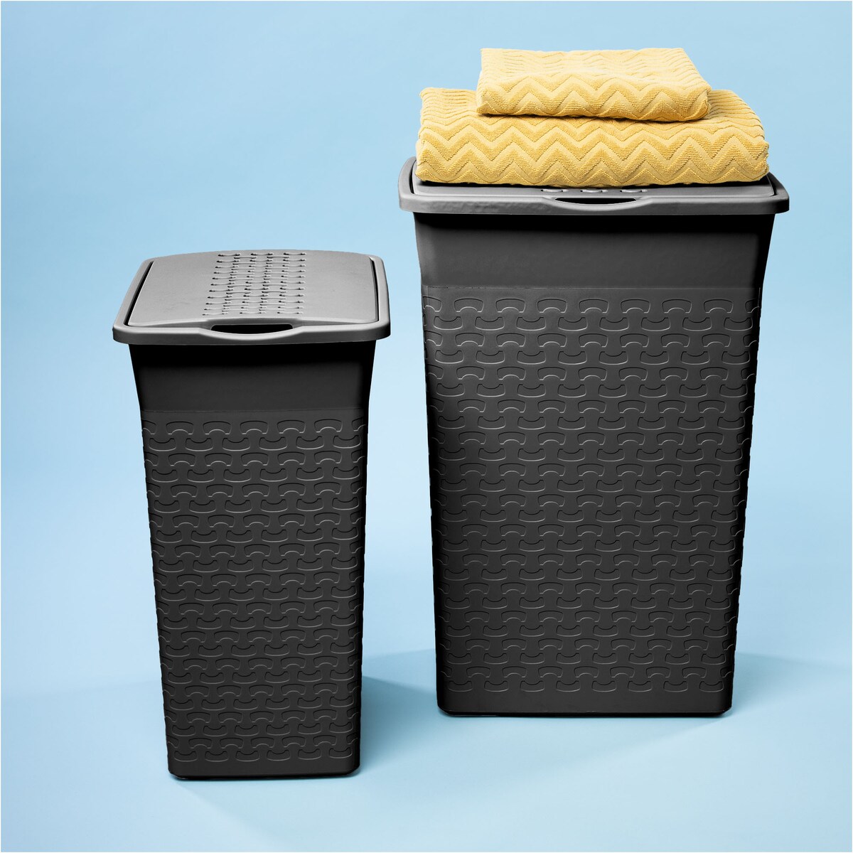 Kosz Na Pranie Bieliznę Wolnostojący Łazienkowy 35 L Szary Melanż