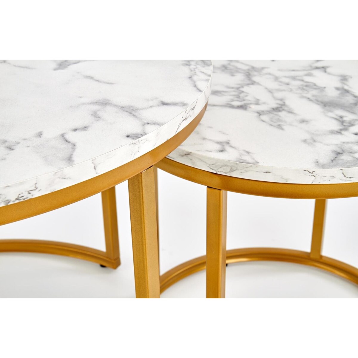 ZESTAW 2 STOLIKÓW Tunise 60/40 i 38/34 cm MARMUR srebrny