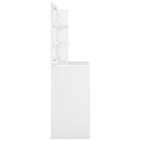 vidaXL Toaletka z oświetleniem LED, biała, połysk, 74,5x40x141 cm