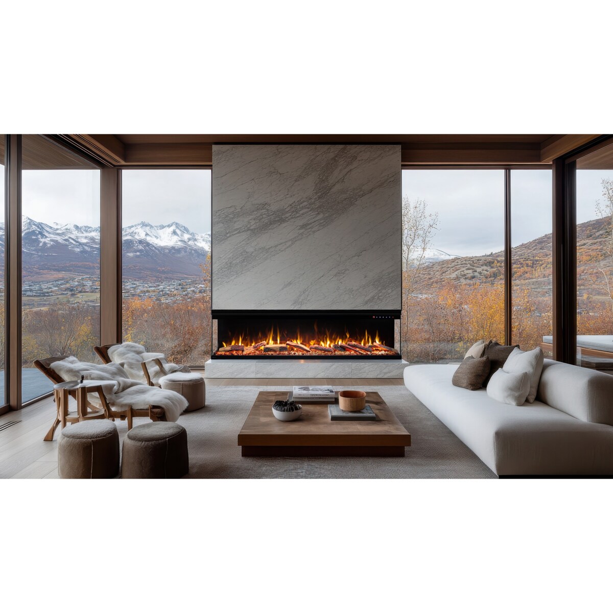 Kominek elektryczny à 3 côtés AFLAMO Unique 153 - ścienny i do zabudowy - 153x44x20 cm - kominek LED - funkcja grzania 750/1500 W