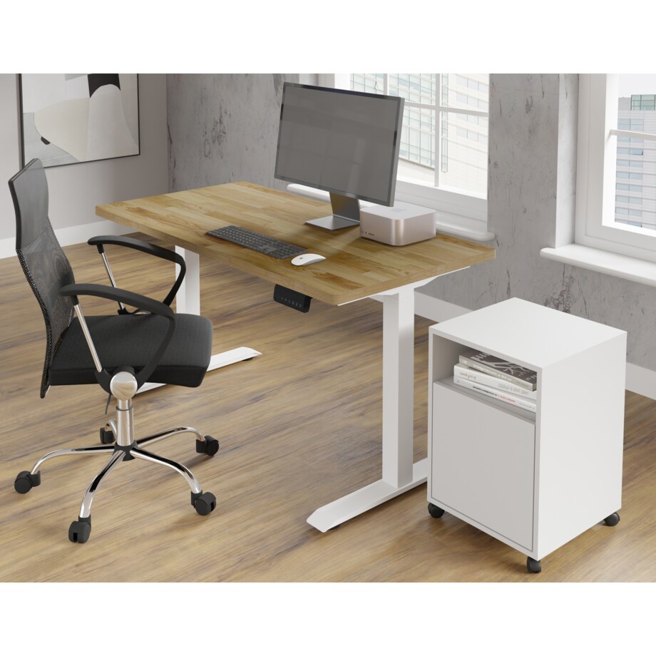 Biurko elektryczne z regulacją BIMotion 2S 140x70 biały/dąb