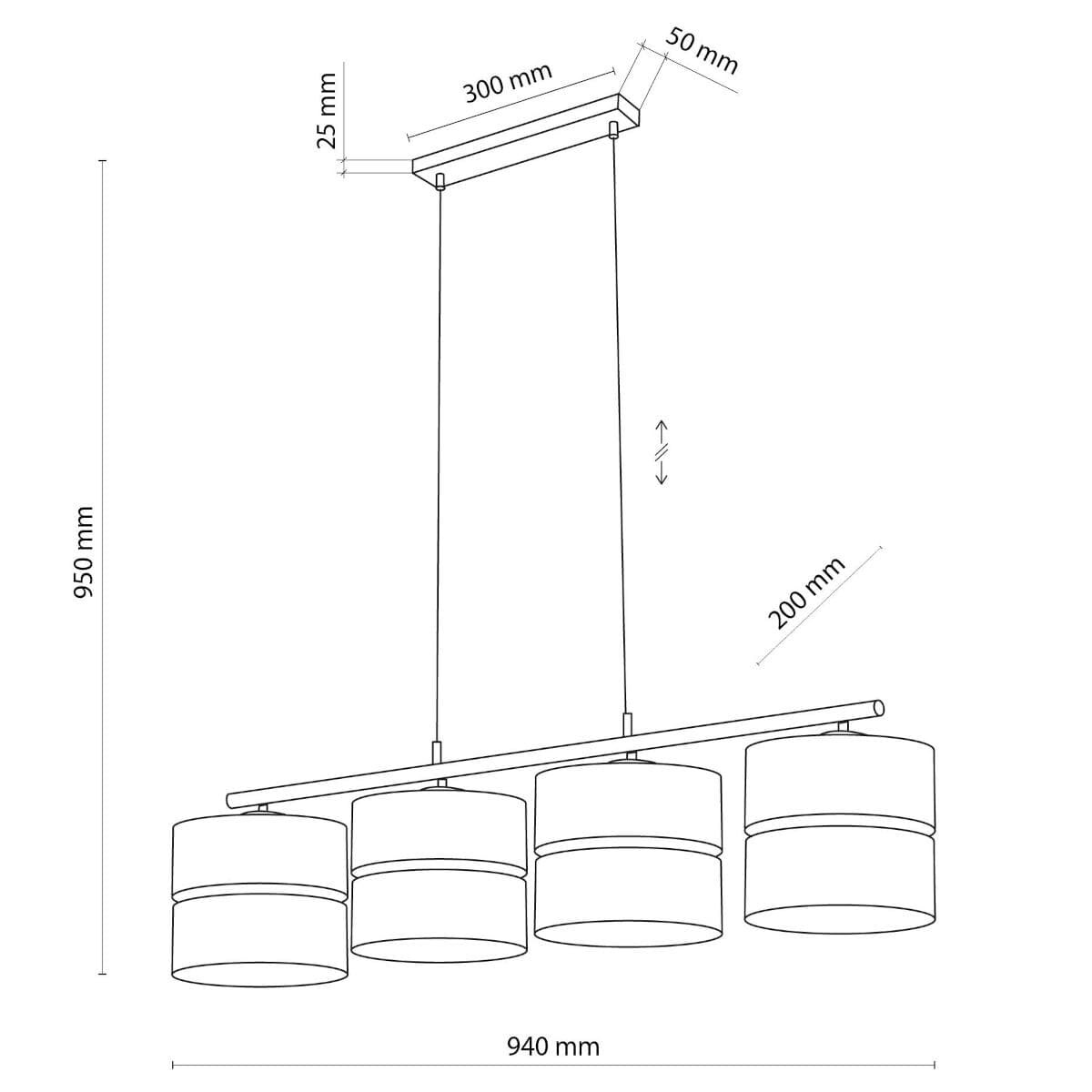 Lampa wisząca na listwie tuby Linobianco 6576 TK Lighting biała brązowa