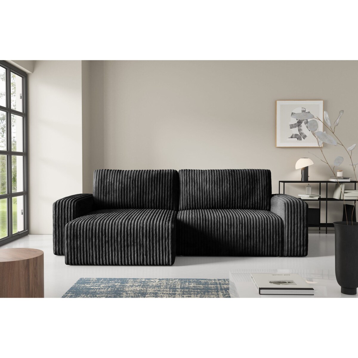 Narożnik FANO z funkcją spania sztruks Kolor: TILIA 100