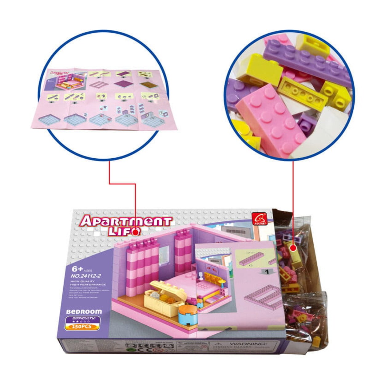 SYPIALNIA - mini pokoik z klocków - Ausini - 150 elementów