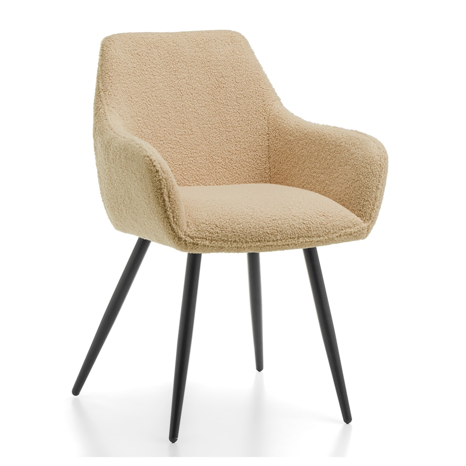 KRZESŁO TAPICEROWANE PIKOWANE TKANINA BOUCLE TEDDY BUKLA BEŻ