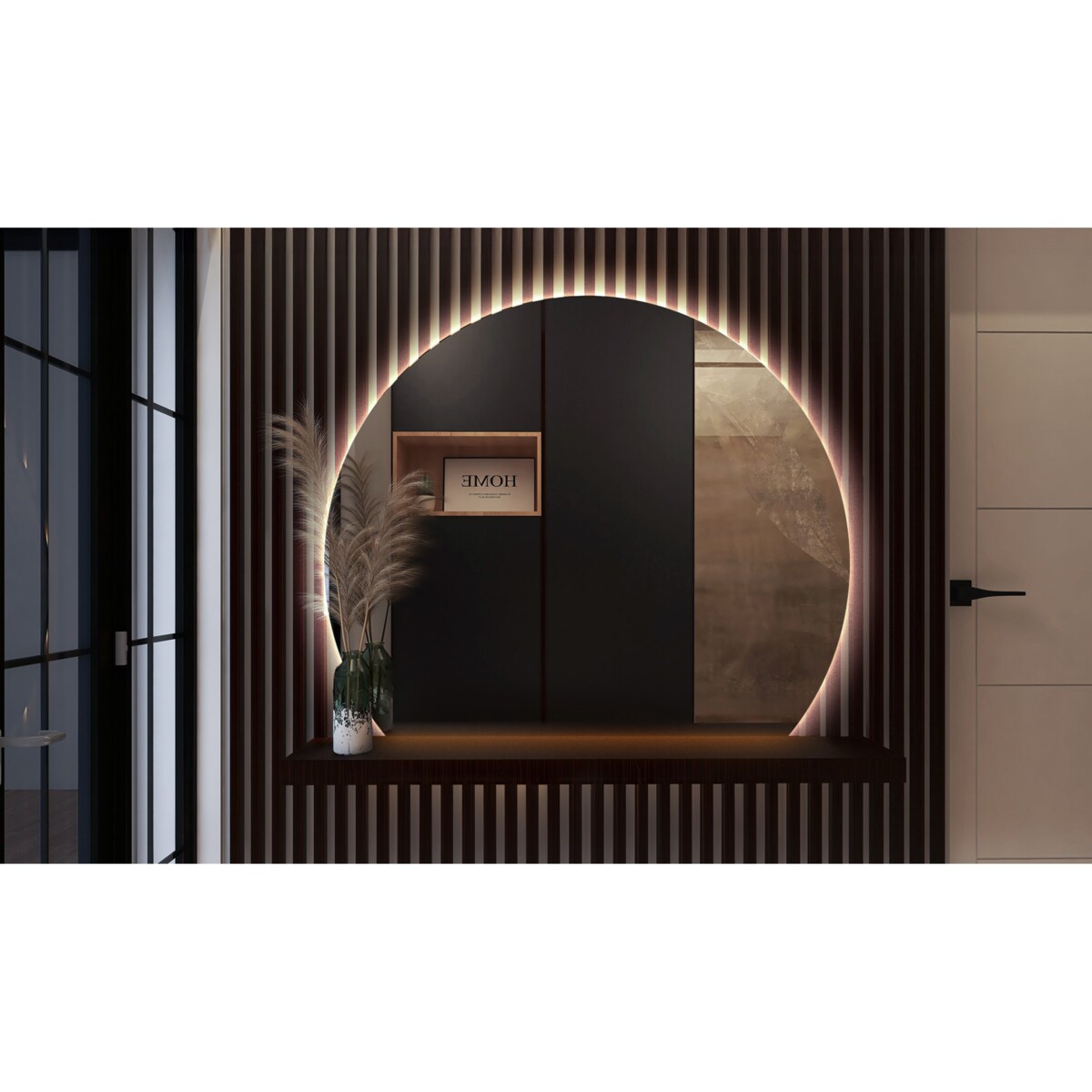 Lustro LED ścięty okrąg 70x80 cm - światło neutralne