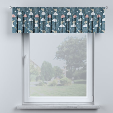 Lambrekin na taśmie marszczącej 130x40 niebieski