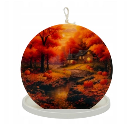 Świeca sojowa dekoracyjna na prezent – jesienna dekoracja do wnętrz, bezzapachowa w pudełku