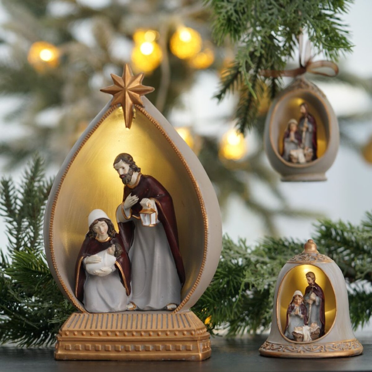 VILLA ITALIA Szopka bożonarodzeniowa LED Dzwonek 9 cm HOLY FAMILY