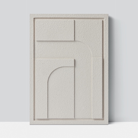 Obraz 3D 35x50cm Geometric IV – Dekoracja Ścienna z Tynku Naturalnego, Natural Cream Minimalistyczny Relief