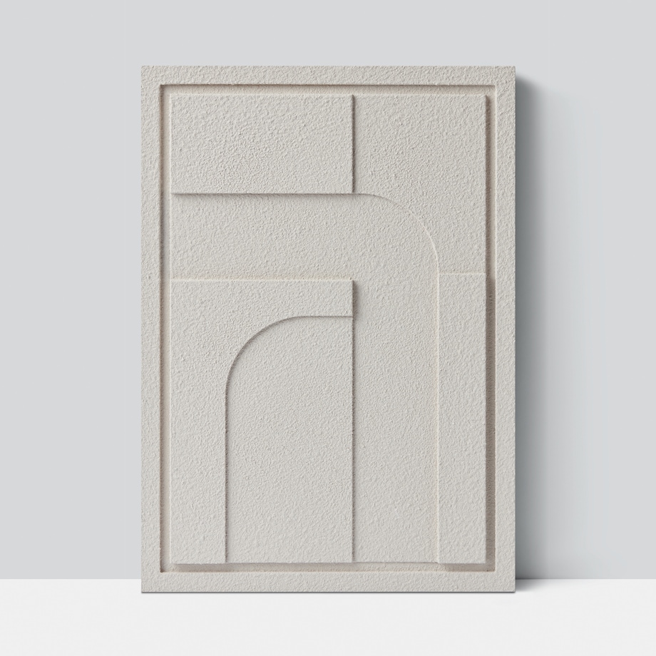 Obraz 3D 35x50cm Geometric IV – Dekoracja Ścienna z Tynku Naturalnego, Natural Cream Minimalistyczny Relief