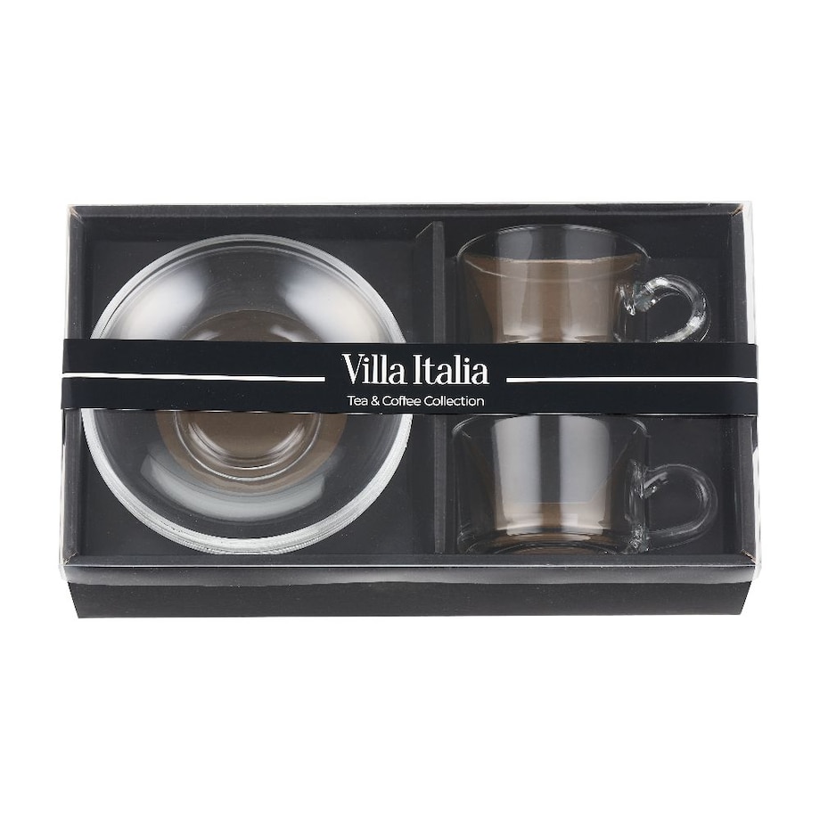 VILLA ITALIA Komplet filiżanek szklanych 2 sztuki Zestaw prezentowy TALITA