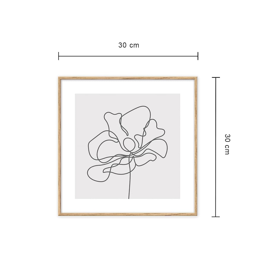Obraz beżowy kwiat one line 30x30 cm