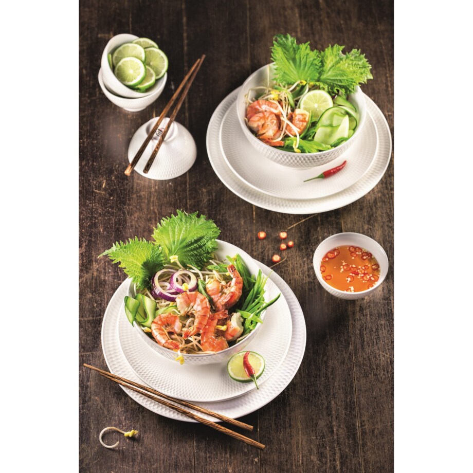 Talerz deserowy Diamonds Round, bialy, 18 cm