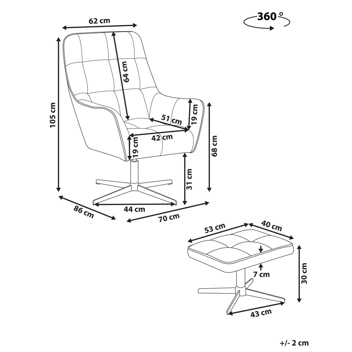 Fotel obrotowy MOLLE Z podnóżkiem Jasnobeżowy