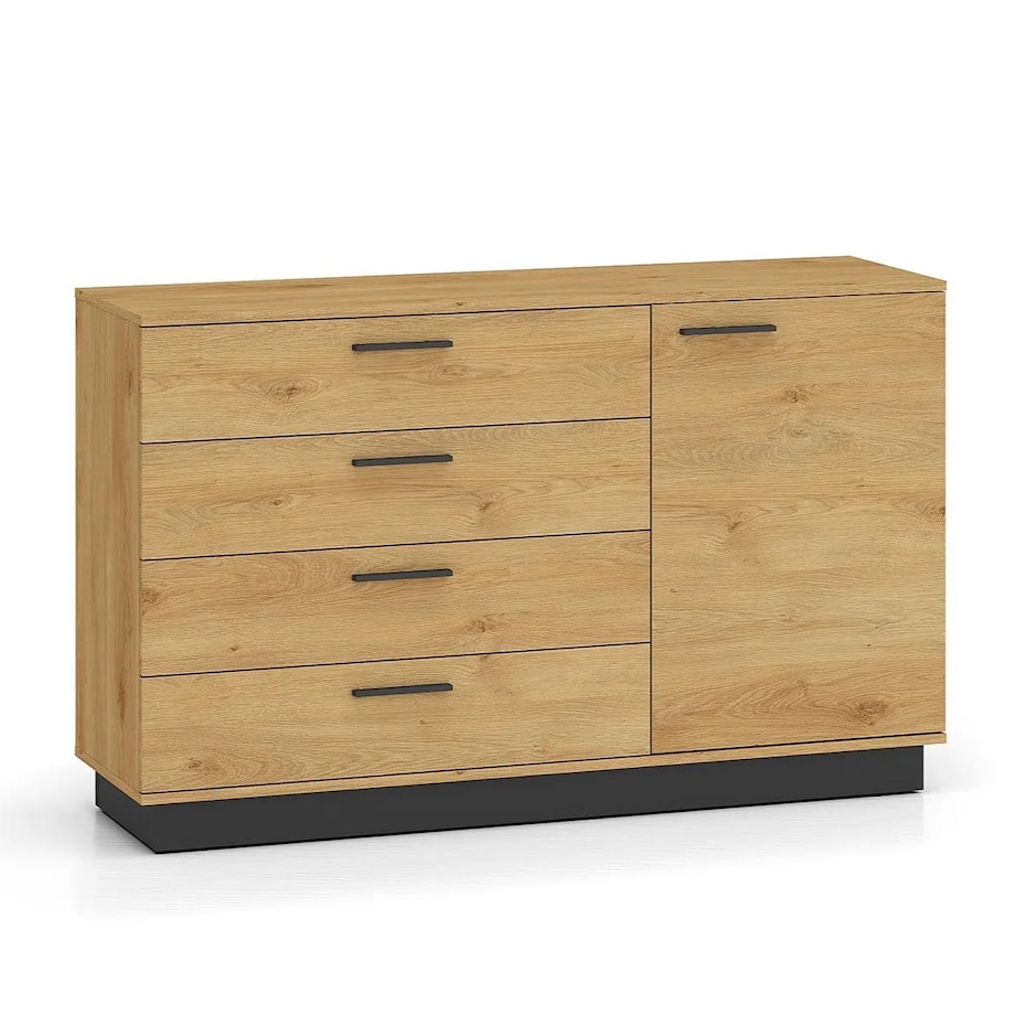 Komoda BRONX 1D4S 138cm dąb/czarna