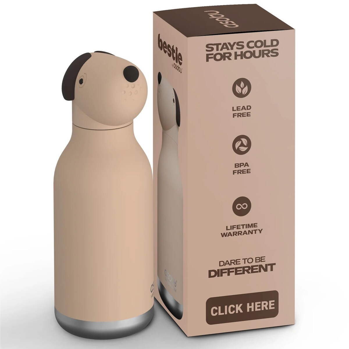 ASOBU BESTIE BOTTLE butelka termiczna dla dziecka, Beige Dog