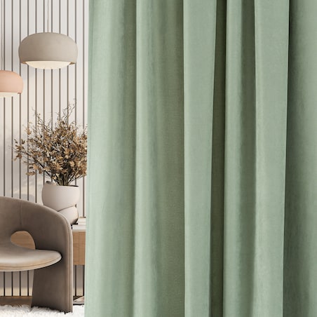 Zasłona na taśmie marszczącej szałwiowa aksamitna 140 x 280 cm 1 szt. 140x280 pastelowy