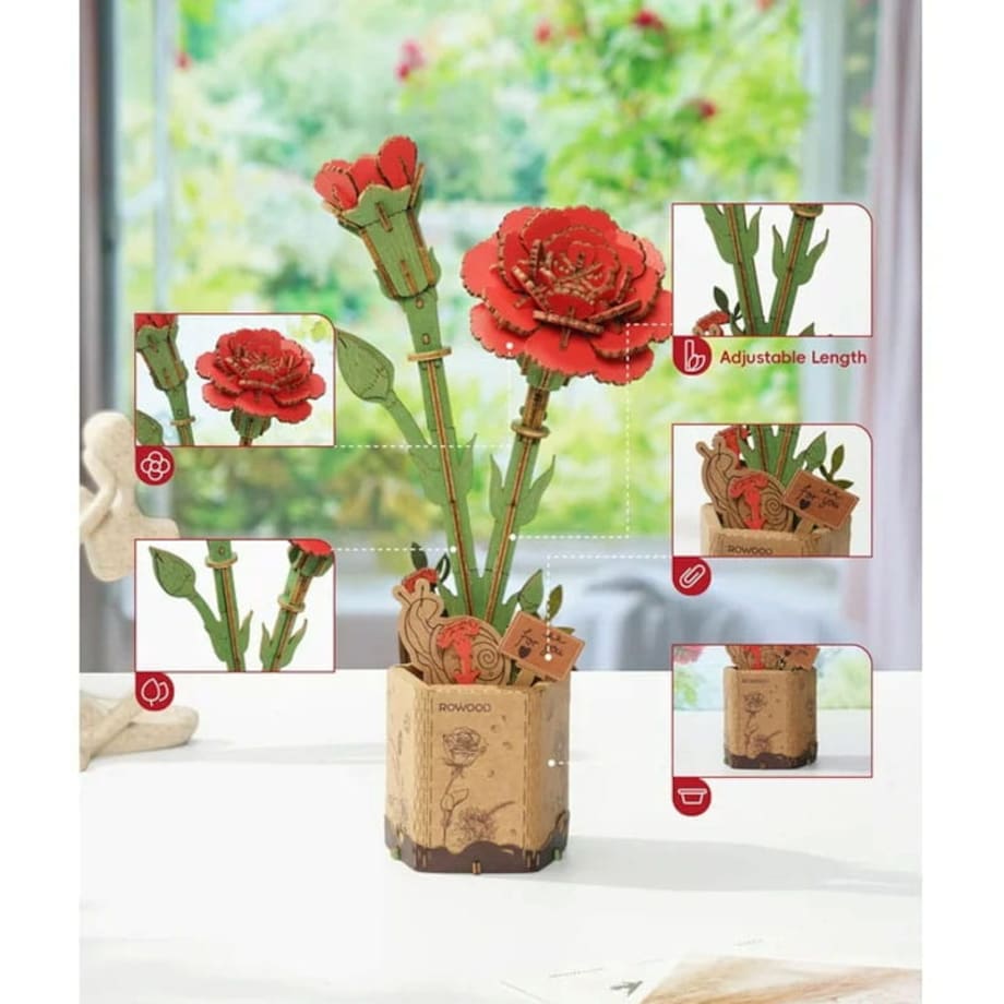 Czerwony goździk DIY - kwiaty Robotime