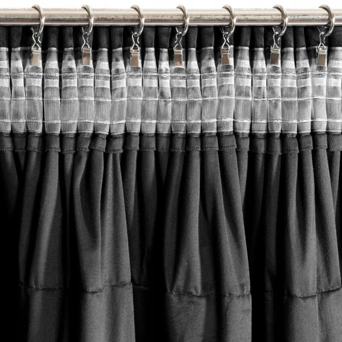 Zasłona Zaciemniająca WELUROWA Gotowa na TAŚMIE z FALBANAMI 140 x 270 CZARNA