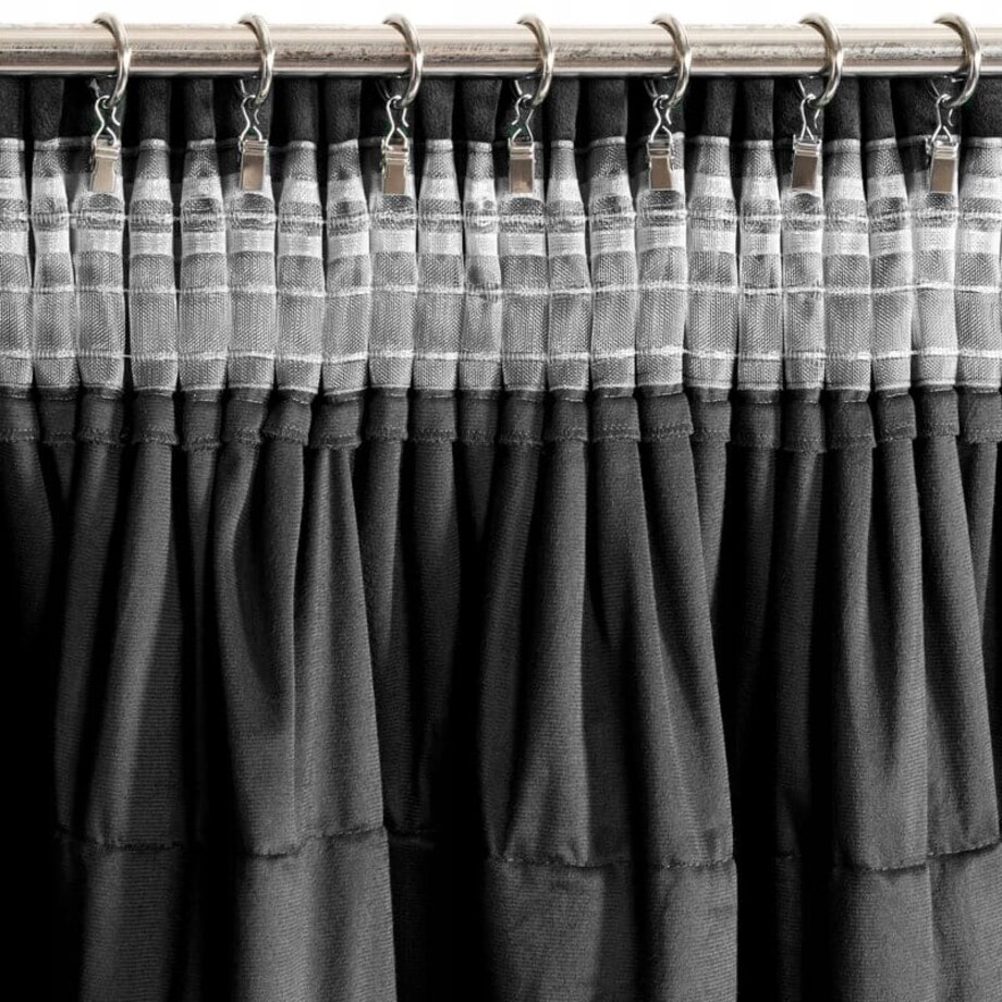 Zasłona Zaciemniająca WELUROWA Gotowa na TAŚMIE z FALBANAMI 140 x 270 CZARNA