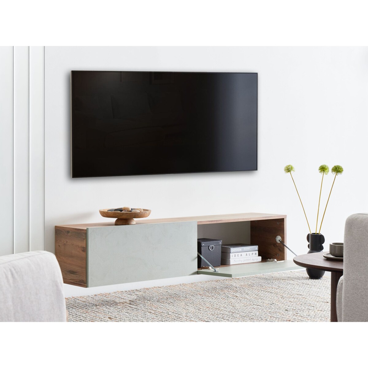 Wisząca szafka RTV GLADSTONE Jasnozielony