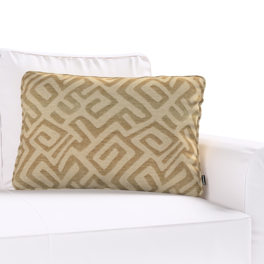 Poszewka Gabi na poduszkę prostokątna 60x40 kawowe wzory na beżowym tle