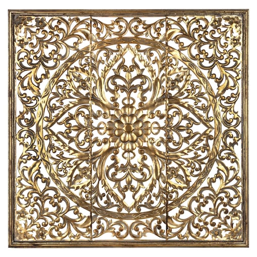 Dekoracja ścienna metalowa 80x80x2 cm ROZETA złota