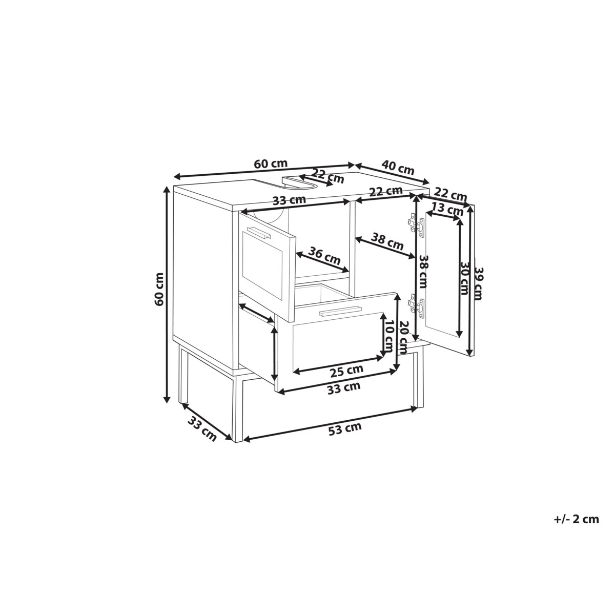 Szafka pod umywalkę ROSELL MDF Jasne drewno