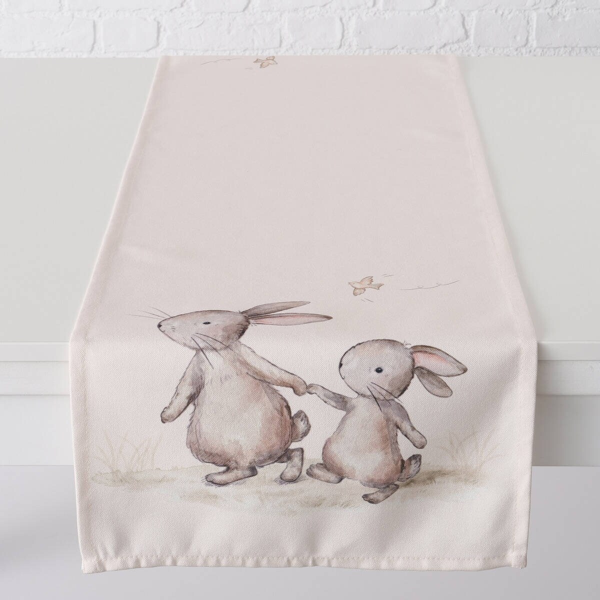 Bieżnik wielkanocny ze wzorem króliczków KNUFFI, 140 x 40 cm