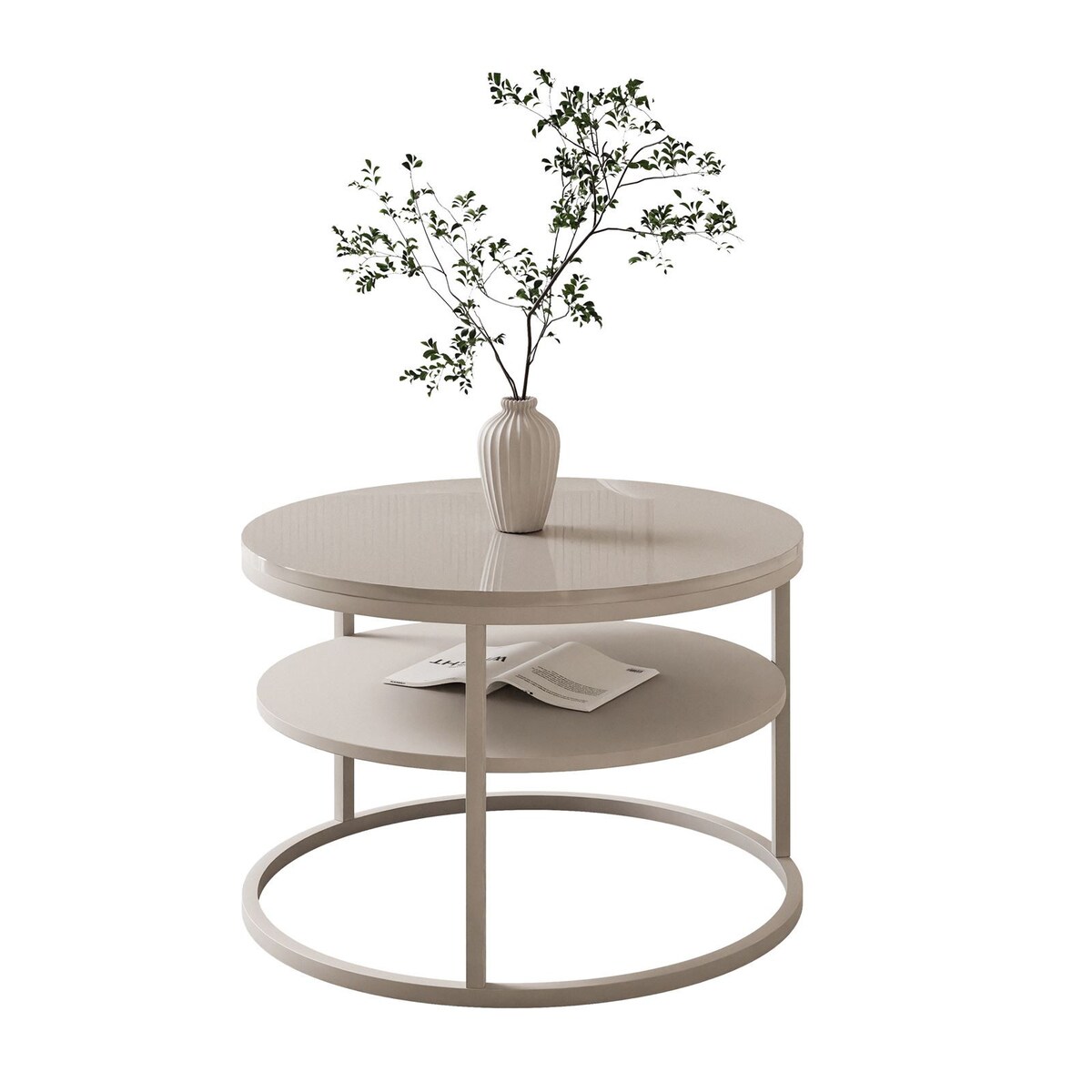 Stolik Kawowy CIRI SLIM z pólką kaszmir połysk