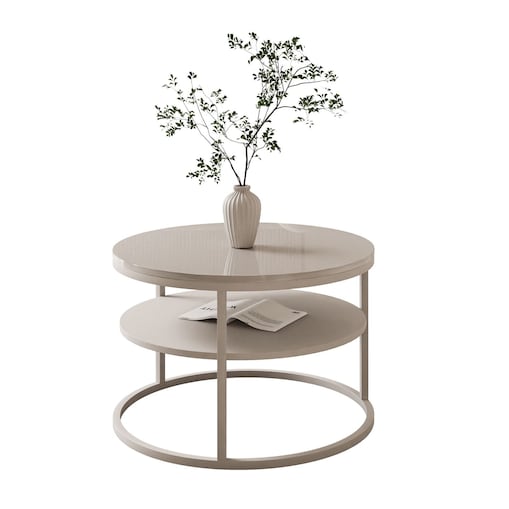 Stolik Kawowy CIRI SLIM z pólką kaszmir połysk