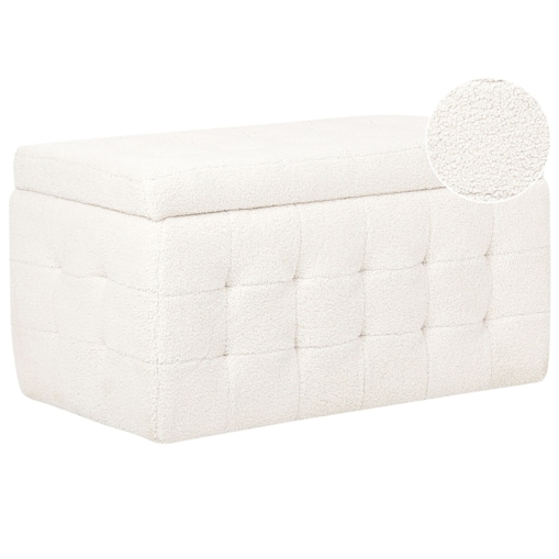 Puf ze schowkiem boucle biały MICHIGAN