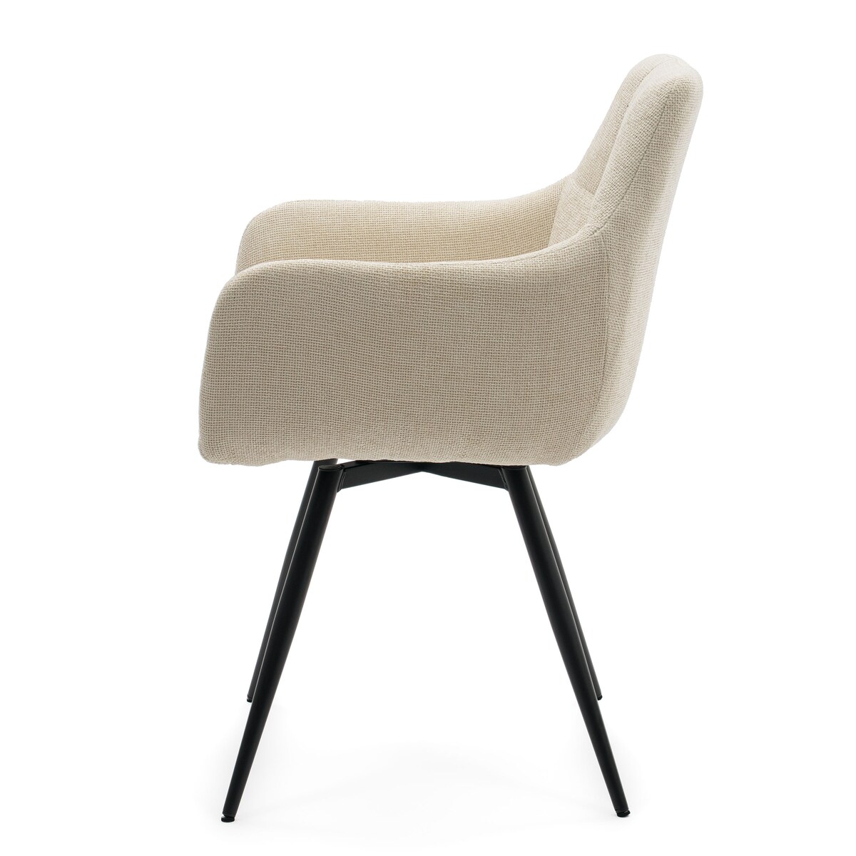 Krzesło tapicerowane obrotowe szenilowe do salonu LUGANO kremowe