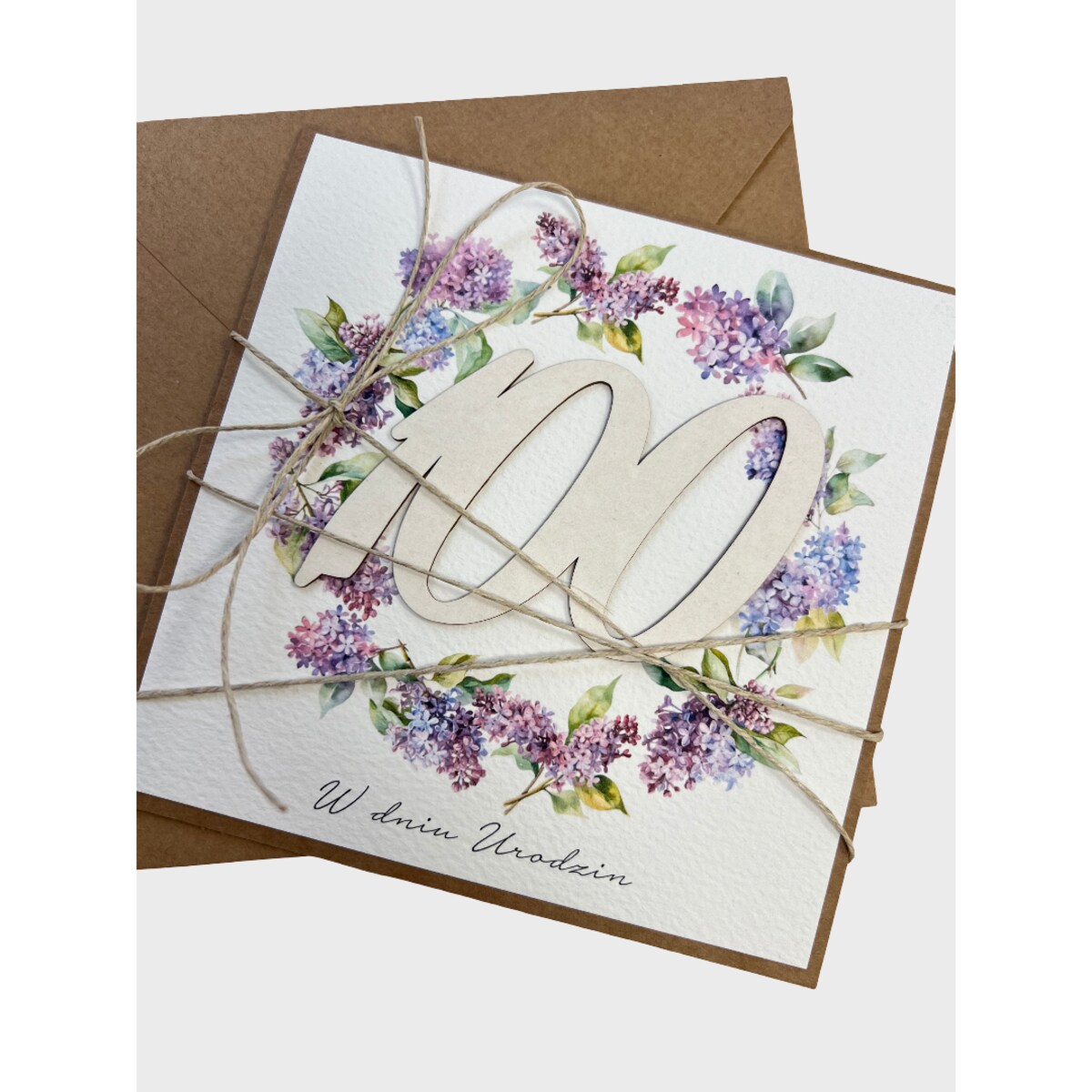 Kartka ręcznie robiona urodzinowa na 100 urodziny - życzenia urodzinowe