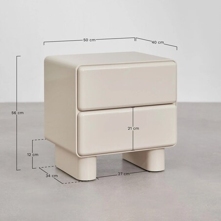 Szafka nocna 50x40 cm z dwoma szufladami z MDF Sheila, kawa z mlekiem