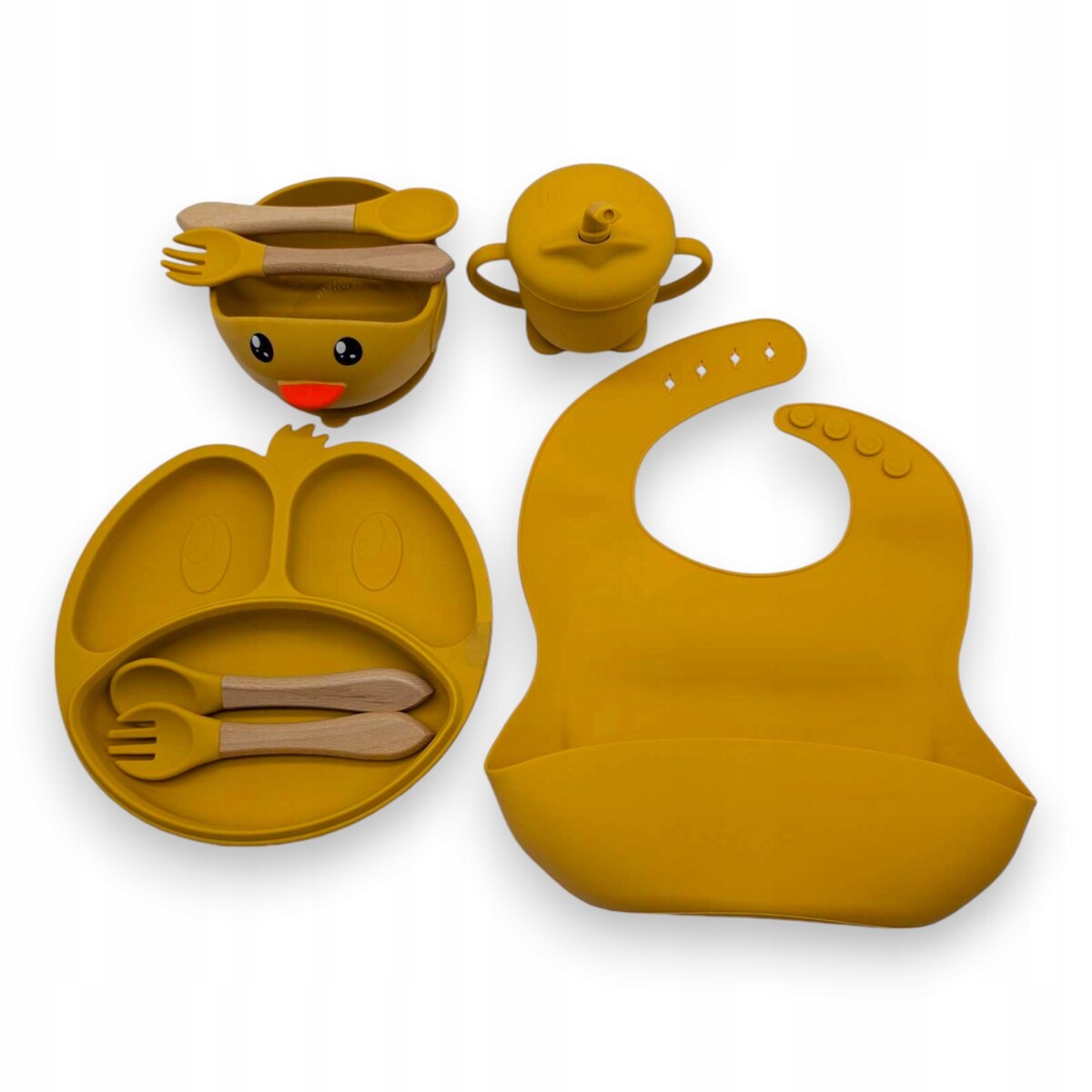 Miseczka z przyssawką silikonowa dla dziecka na przekąski łyżka widelec BLW