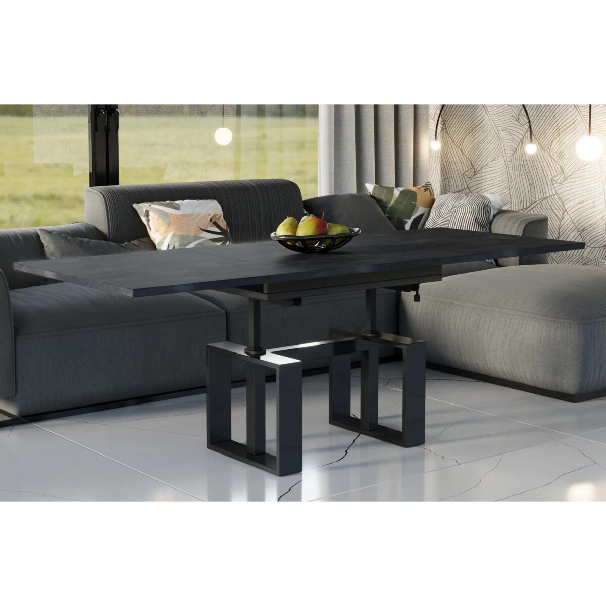 Ława rozkładana podnoszona EMPOLI 110(170)x65 beton ciemny