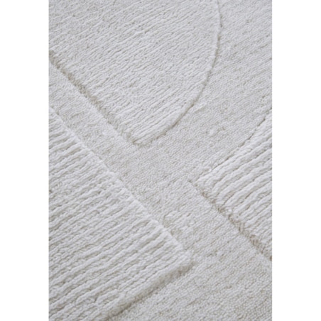 Chodnik wełniany do korytarza 80x250cm, kremowy nowoczesny wzór 3D