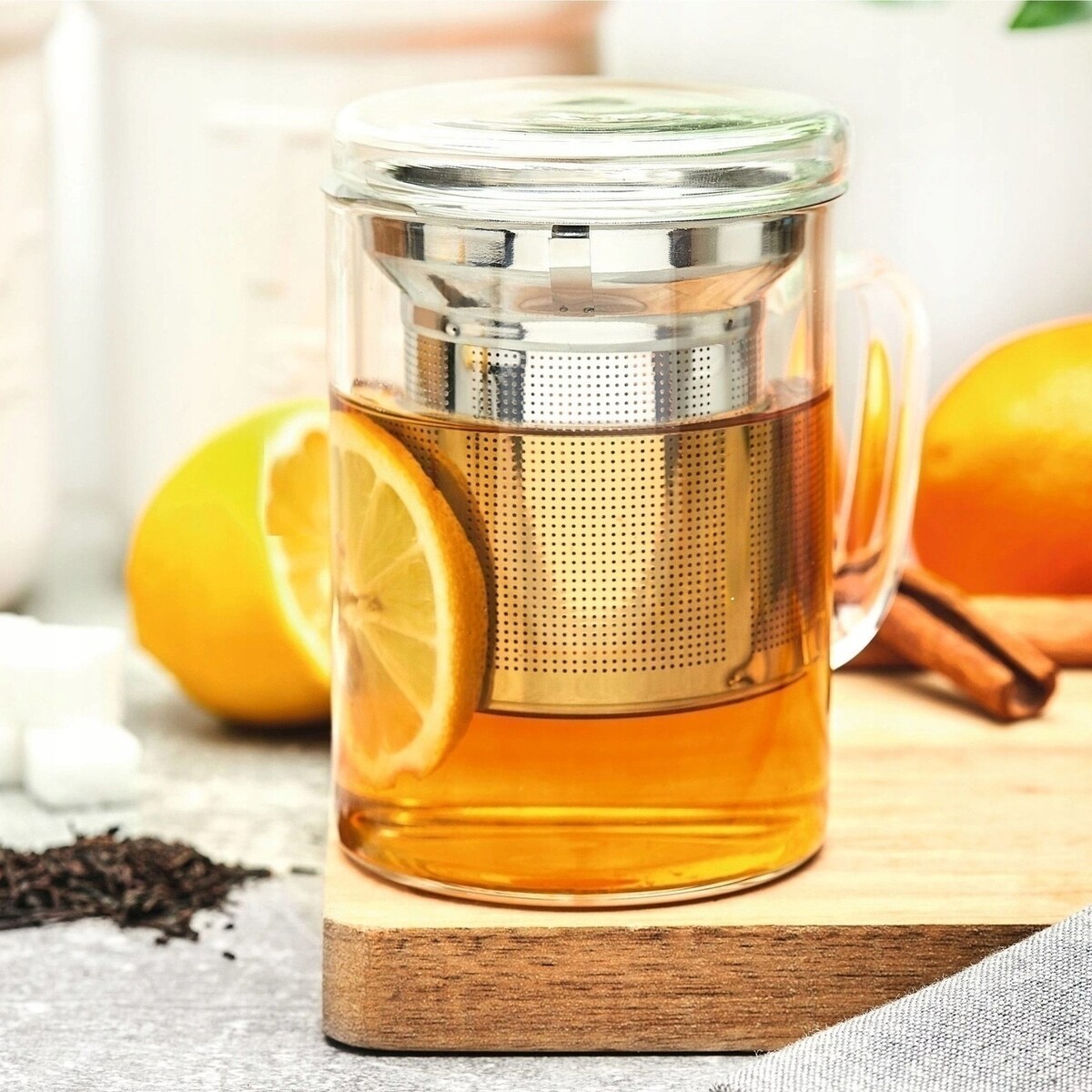 Kubek SZKLANKA z sitko zaparzaczem nierdzewnym 350 ml na herbatę zioła